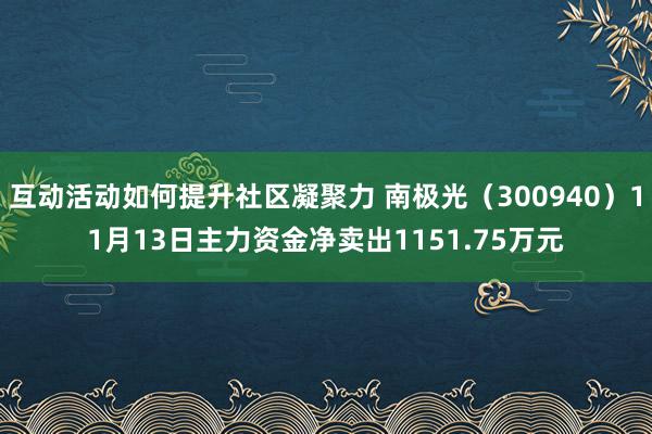 互动活动如何提升社区凝聚力 南极光（300940）11月13日主力资金净卖出1151.75万元