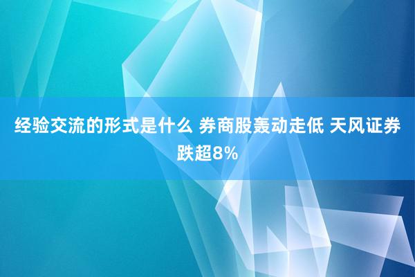 经验交流的形式是什么 券商股轰动走低 天风证券跌超8%