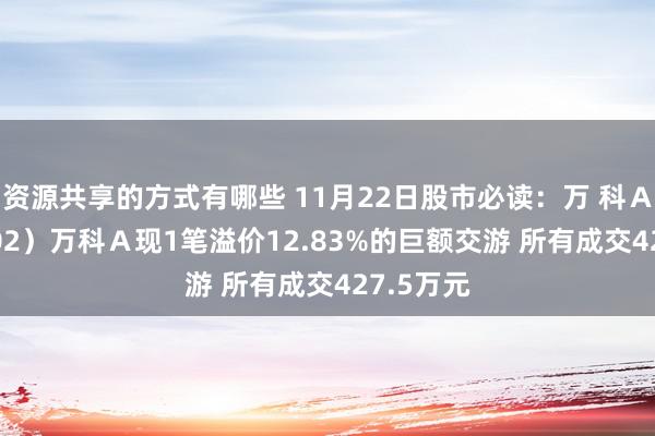 资源共享的方式有哪些 11月22日股市必读：万 科Ａ（000002）万科Ａ现1笔溢价12.83%的巨额交游 所有成交427.5万元