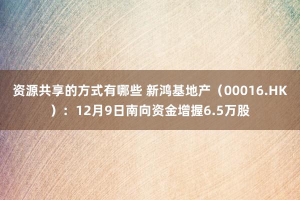 资源共享的方式有哪些 新鸿基地产（00016.HK）：12月9日南向资金增握6.5万股