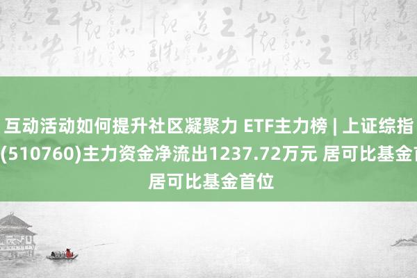 互动活动如何提升社区凝聚力 ETF主力榜 | 上证综指ETF(510760)主力资金净流出1237.72万元 居可比基金首位