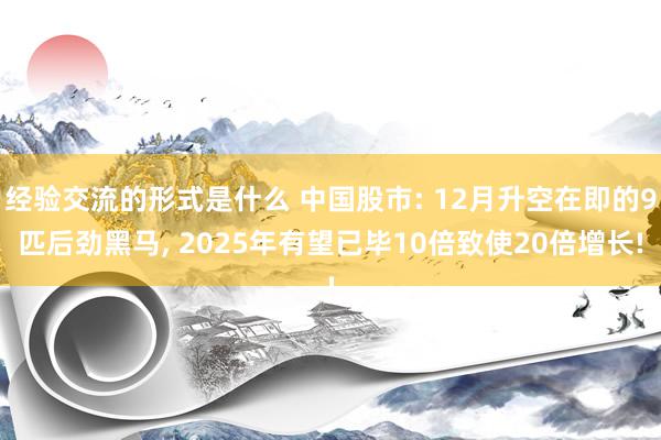 经验交流的形式是什么 中国股市: 12月升空在即的9匹后劲黑马, 2025年有望已毕10倍致使20倍增长!