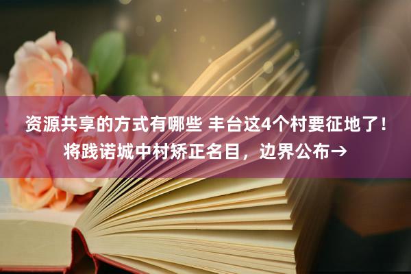 资源共享的方式有哪些 丰台这4个村要征地了！将践诺城中村矫正名目，边界公布→