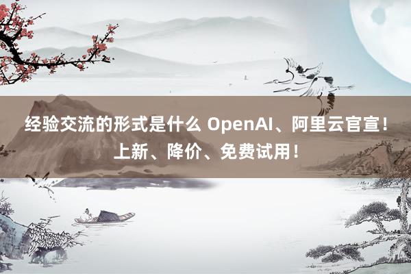 经验交流的形式是什么 OpenAI、阿里云官宣！上新、降价、免费试用！